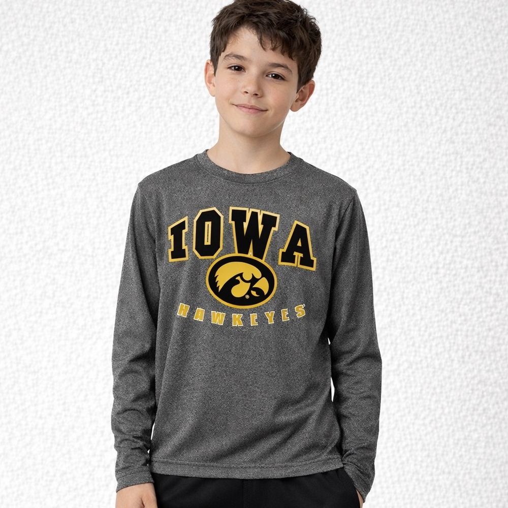 Iowa Hawkeyes‎ Youth 10-12 Long Sleeve Shirt Gray NCAA Football Tee